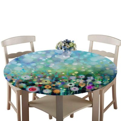 Morbuy Round Washable Tablecloth, Waterproof, Stain-Resistant, Wrinkle-Free, with Elastic Edge, 180 cm, Dandelion