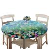 Morbuy Round Washable Tablecloth, Waterproof, Stain-Resistant, Wrinkle-Free, with Elastic Edge, 180 cm, Dandelion view 1