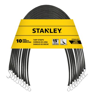STANLEY EPDM Tarp Bungee Cords, 15 in (38.1 cm), 10-Pack
