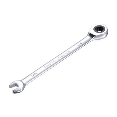 Sourcing Map 1/4-Inch Ratcheting Combination Wrench, 12-Point, SAE, 72-Tooth, Cr-V
