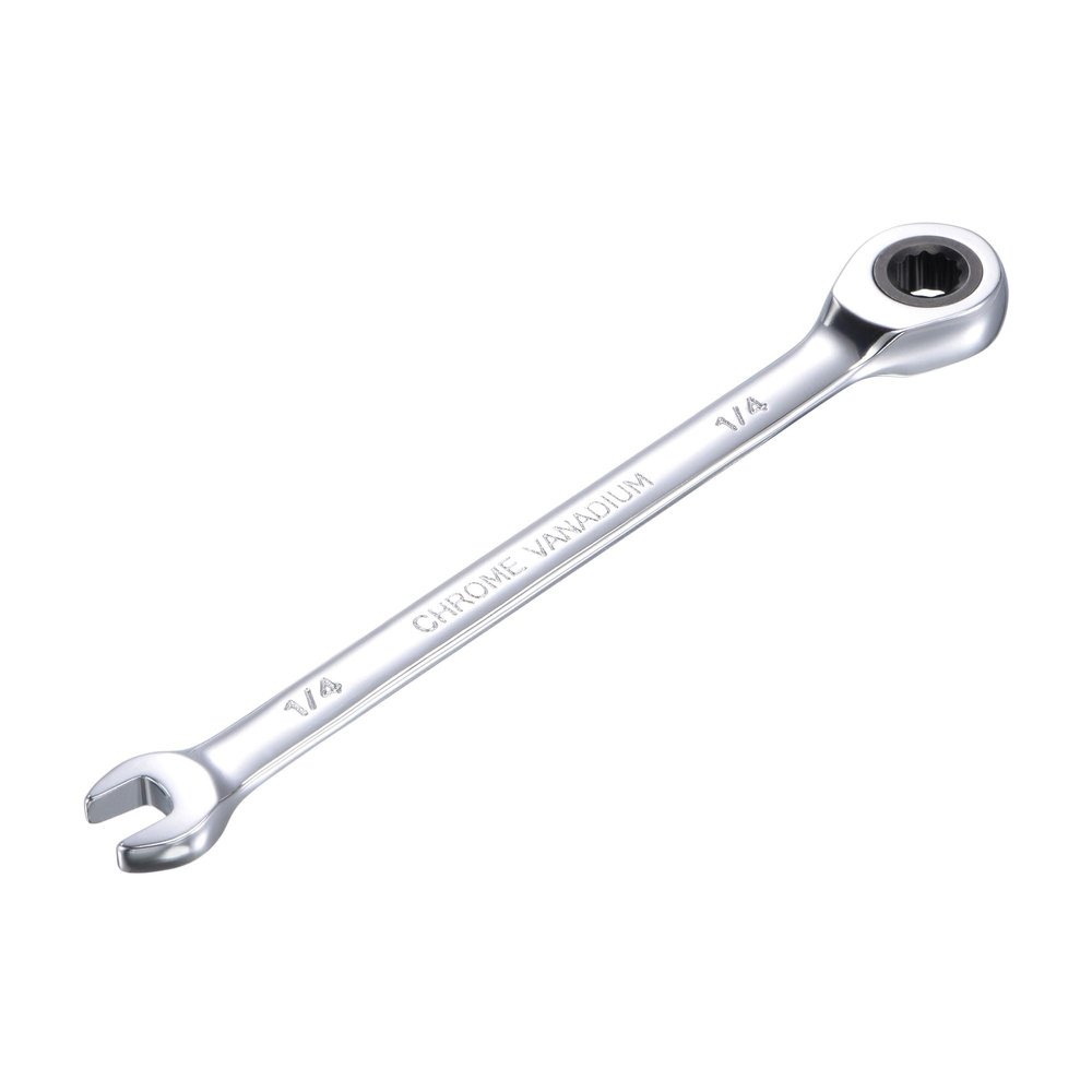 Sourcing Map 1/4-Inch Ratcheting Combination Wrench, 12-Point, SAE, 72-Tooth, Cr-V