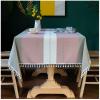 WLL Rectangular Tablecloth, 130 x 240 cm, Pink Cotton-Linen Tablecloth view 4