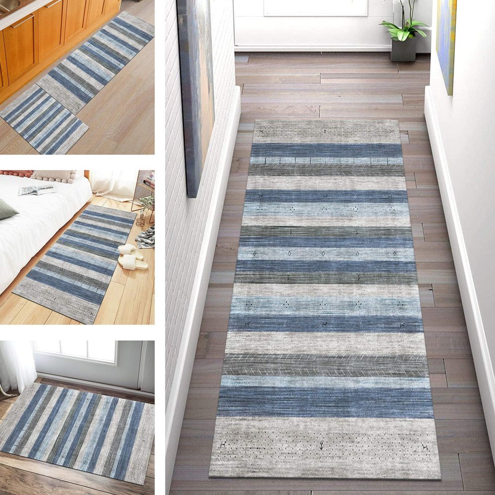 SGLGSTORE Moroccan Non-Slip Runner Rug, Washable Polyester