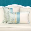Alerfa Geometric Stripe Leather Patchwork Velvet Pillow Cover, 50 x 50 cm view 3