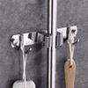 Wall-Mounted Broom Holder and Organizer, Stainless Steel, 1 Rack/2 Hooks (18.8 cm) view 1