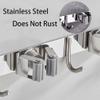 Wall-Mounted Broom Holder and Organizer, Stainless Steel, 1 Rack/2 Hooks (18.8 cm) view 3