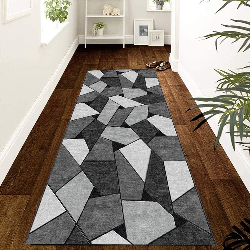 Geometric Polyester Runner Rug, Customizable, 0.7 × 2.5 m