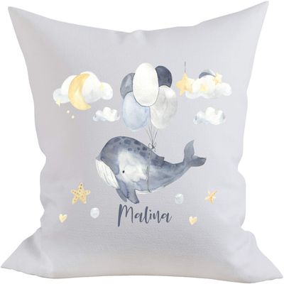 EZYshirt Cute Whale Personalized Pillow Cover with Name for Boys and Girls