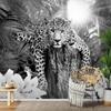 Runa Art Leopard Africa Photo Wallpaper 352 x 250 cm, Nonwoven, Black and White view 2
