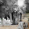 Runa Art Leopard Africa Photo Wallpaper 352 x 250 cm, Nonwoven, Black and White view 4