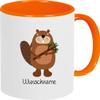 ShirtInStyle Kids' Mug, Beaver with Custom Name, Orange view 1