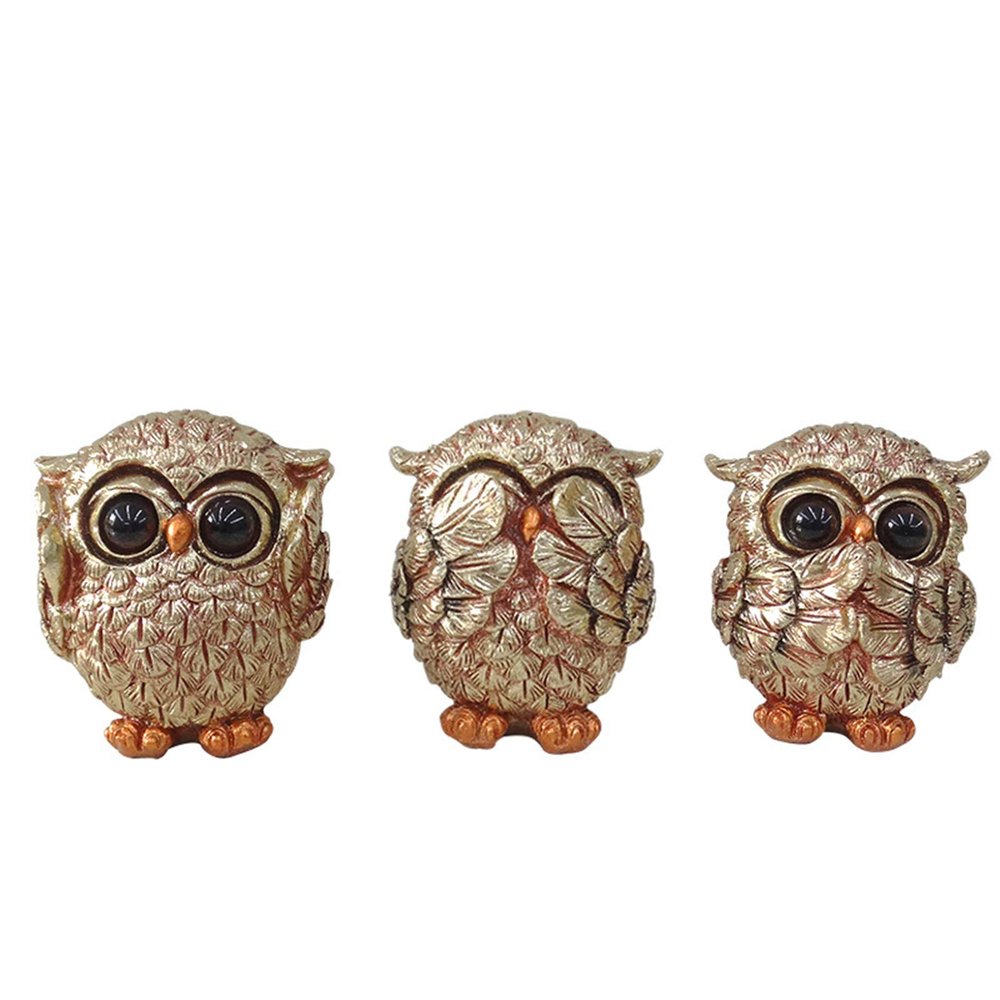 Juanxian W4398 Owl Figures, See No Evil, Hear No Evil, Speak No Evil