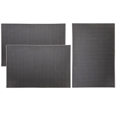 Tebery 3-Piece Rubber Bar Mat Set, 45.7 x 30.5 cm, Thick, Durable, Stylish, Non-Slip, Non-Toxic, Gray