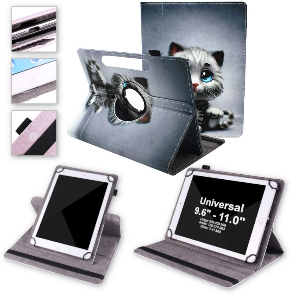 Wigento Case for Huawei MediaPad T3 10, 360° Rotating, Universal, Faux Leather, Motif