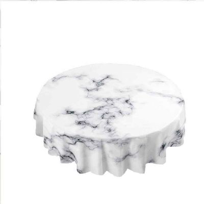 Chickw1 Round Waterproof Washable Marble-Pattern Tablecloth, White Marble, 100 cm