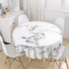 Chickw1 Round Waterproof Washable Marble-Pattern Tablecloth, White Marble, 100 cm view 2