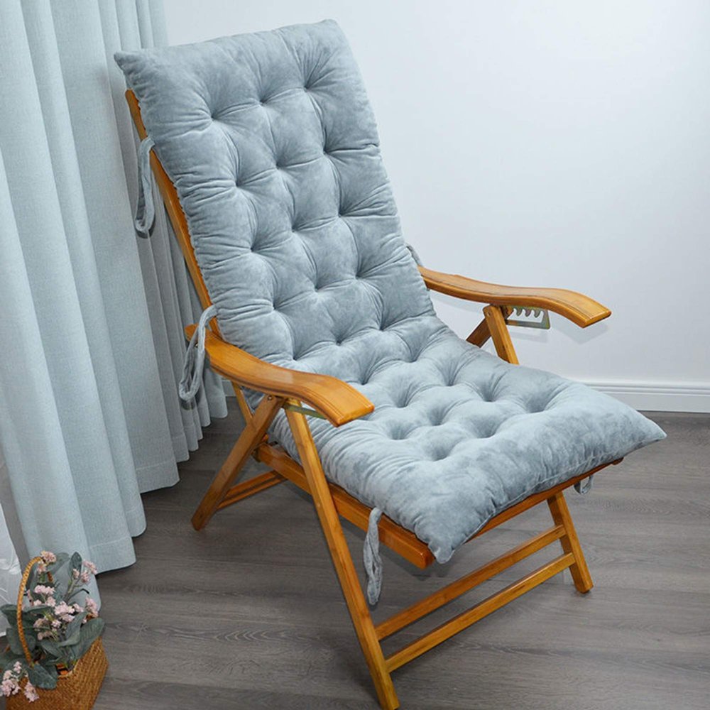 Wangle Sun Lounger Cushion, Thick Crystal Velvet, Non-Slip, Gray