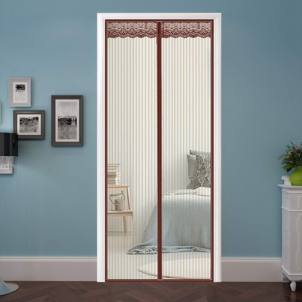 AMZERO Magnetic Fly Screen Door for Balcony Doors, 180 x 190 cm, Brown