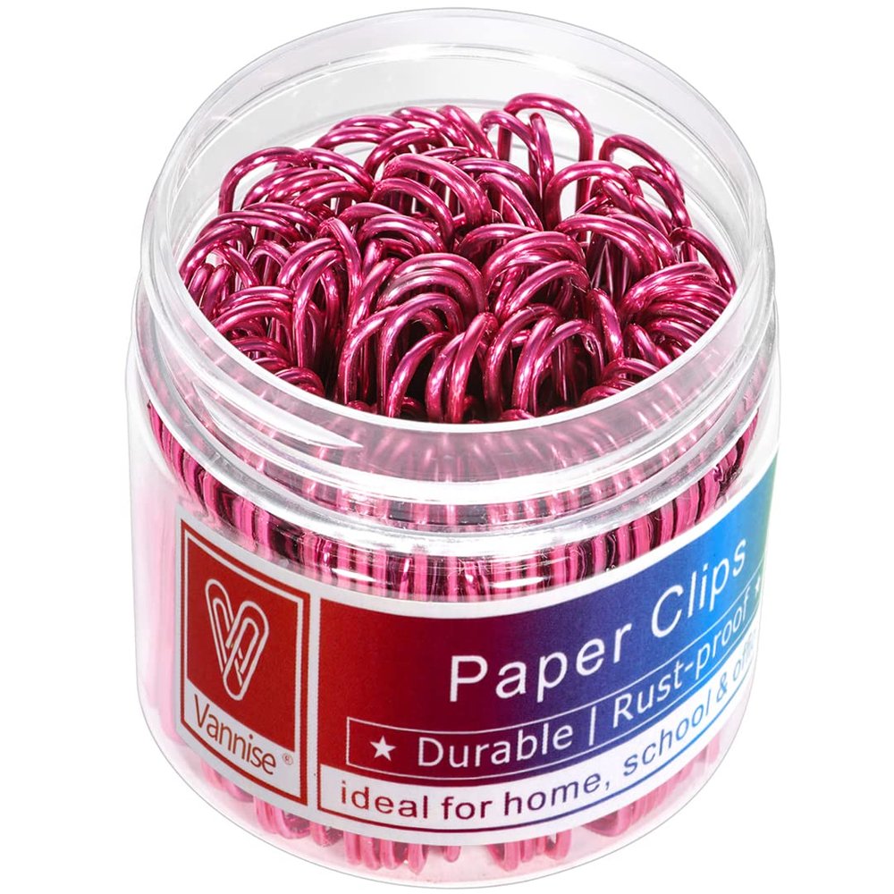 Vannise Jumbo Paper Clips (50 mm), Vinyl-Coated, in a Recyclable Container, 100 Count