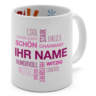 printplanet Personalized Birthday Mug with Name – Positive Traits Design, Modern Pink