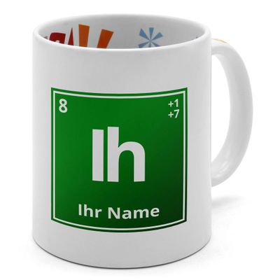 printplanet - Personalized Birthday Mug with Name - Element Symbol Green Design