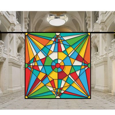 Siunwdiy Static-Cling Privacy Window Film, Colorful Moroccan Pattern, Frosted Anti-UV, No Glue, 60 x 100 cm (24 x 40 in.)