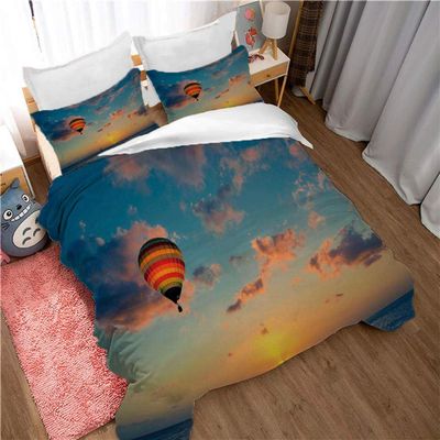 LWLFC Hot Air Balloon Duvet Cover Set, 135 x 200 cm, Extra-Cozy Microfiber, Wrinkle-Resistant, Hypoallergenic