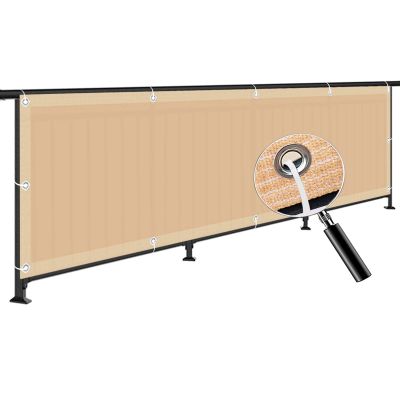 WUZMING HDPE Balcony Privacy Screen, Beige, 0.9 x 3.6 m