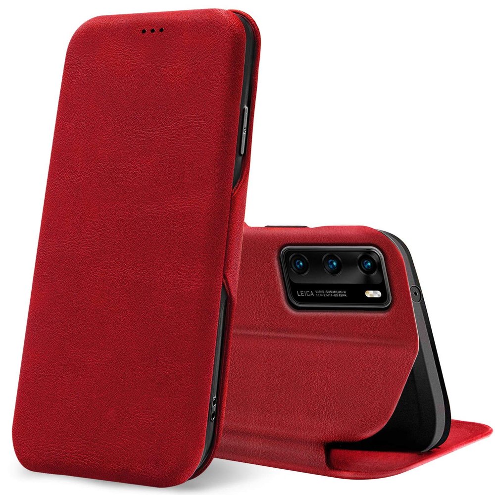 Conie Business Flip Case for Huawei P40, Premium PU Leather, Red