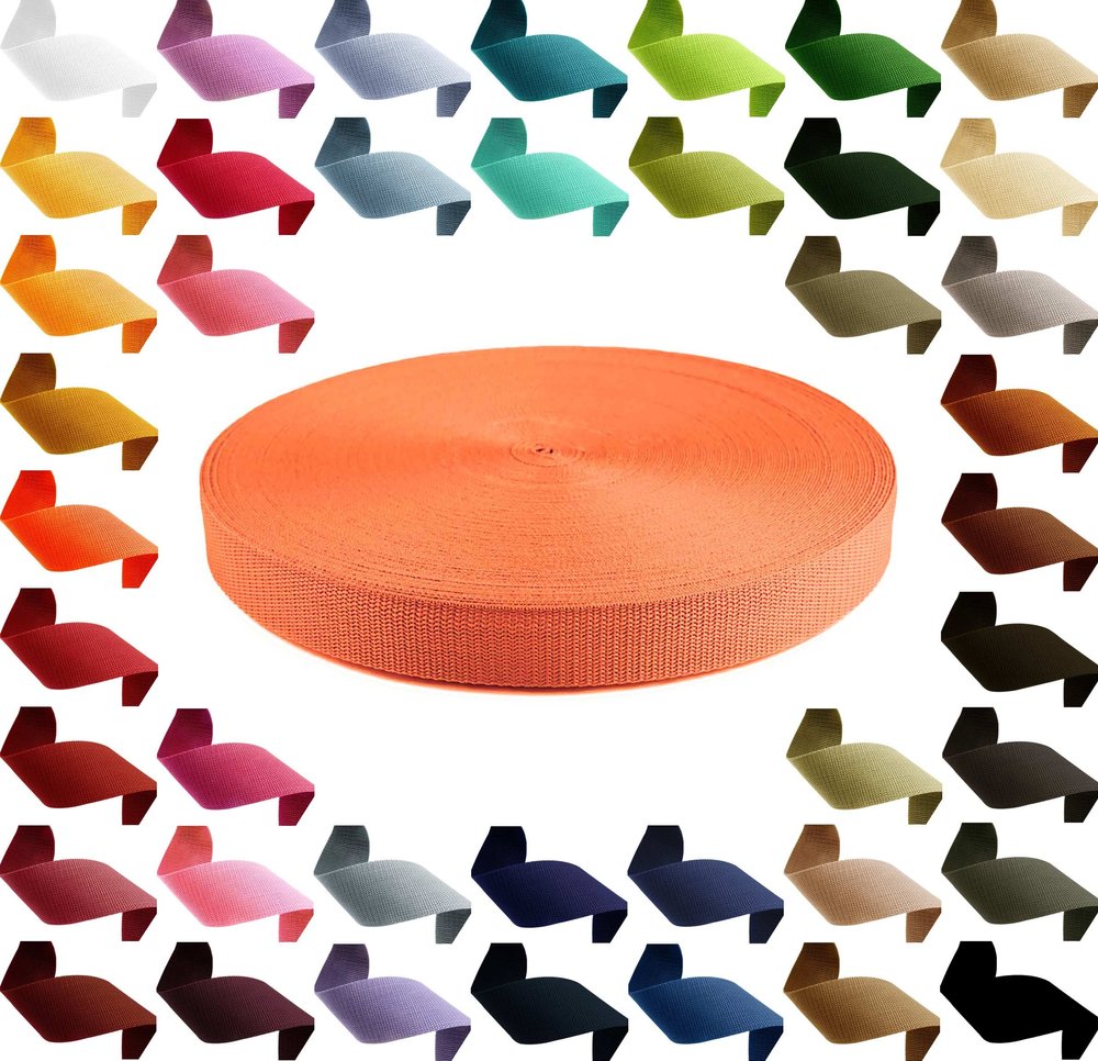 12 m Polypropylene Webbing, 20 mm Wide, 1.3 mm Thick, Choice of 40 Colors