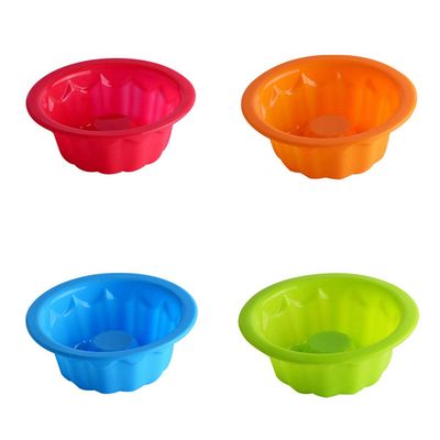 DAWEIF Nonstick Silicone Cake Mold, Round Fluted, Set of 4