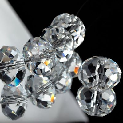 Dowarm 400-Piece 4 mm Briolette Crystal Glass Beads for Jewelry Making, Rondelle Spacer Beads, Crystal Clear and White