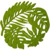 2 Round Felt Coasters, Green Leaf Design, 12 cm view 1