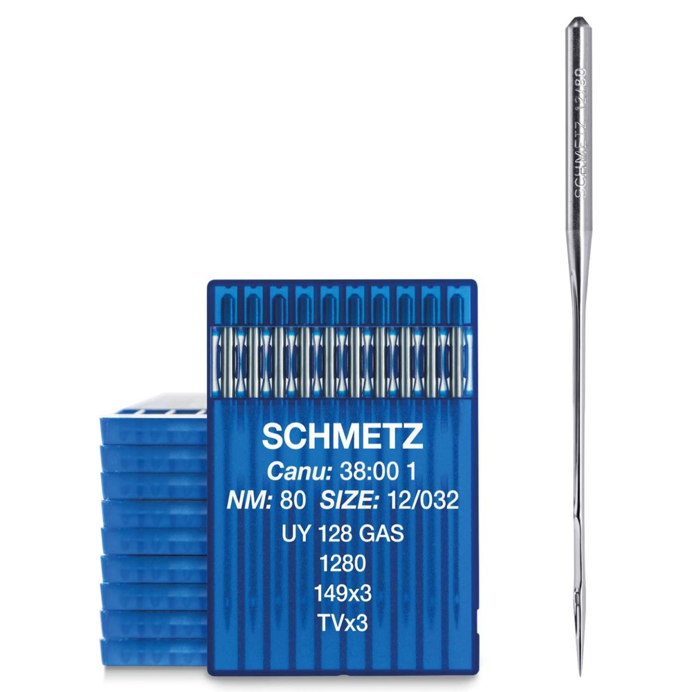 SCHMETZ UY 128 GAS Round Shank Needles, 80/12, Industrial Pack