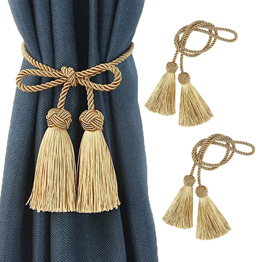 Tassel Curtain Tiebacks, Gold, 1 Pair