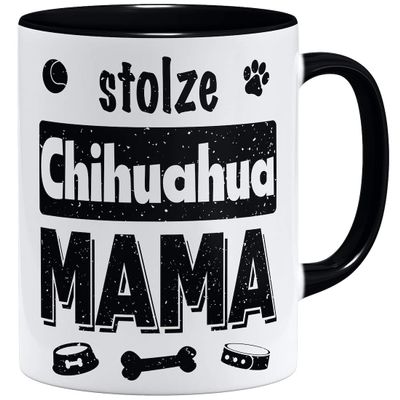 OM3 Proud Chihuahua Mom Mug | Ceramic Cup | 11 oz / 325 ml | Double-Sided Print | Black
