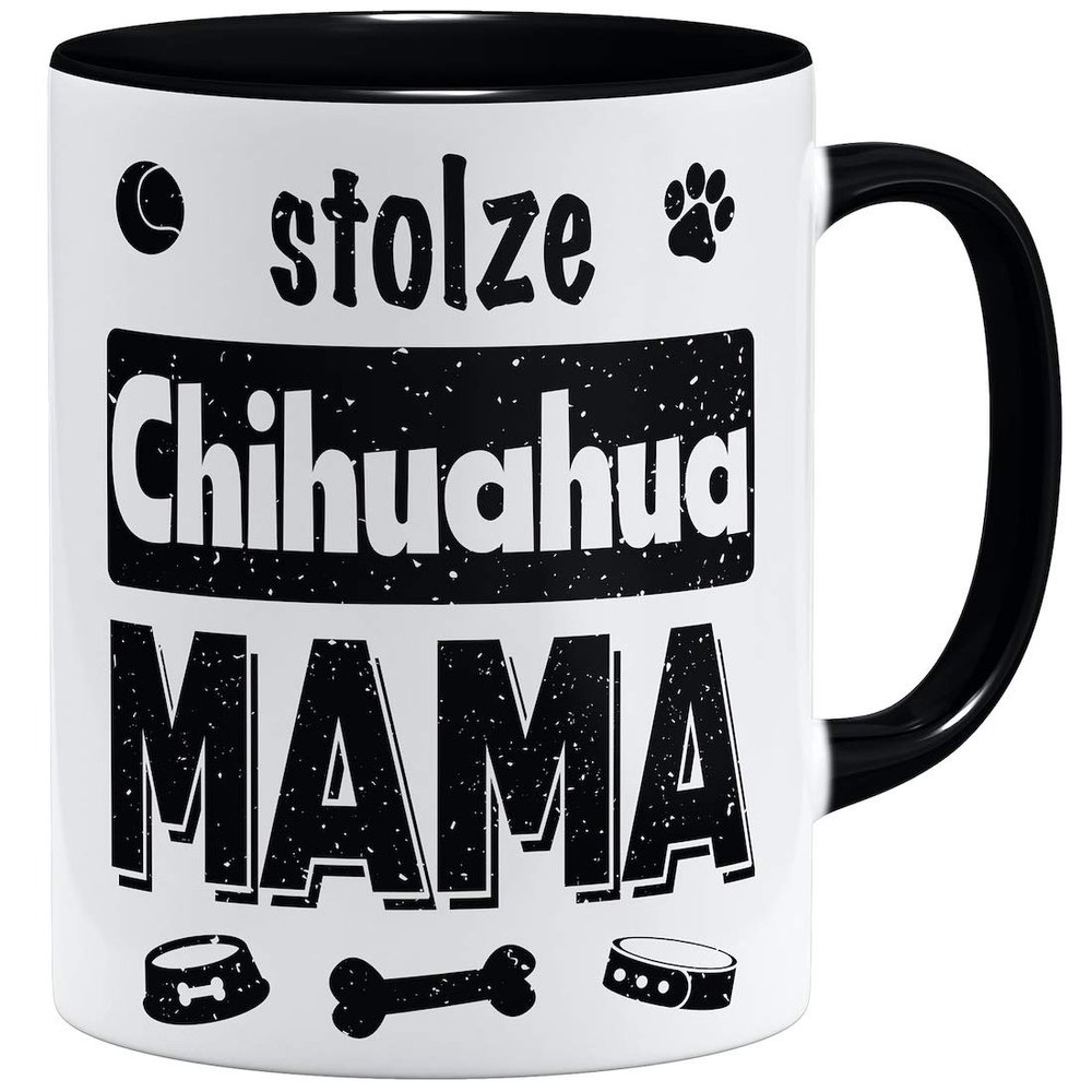 OM3 Proud Chihuahua Mom Mug | Ceramic Cup | 11 oz / 325 ml | Double-Sided Print | Black