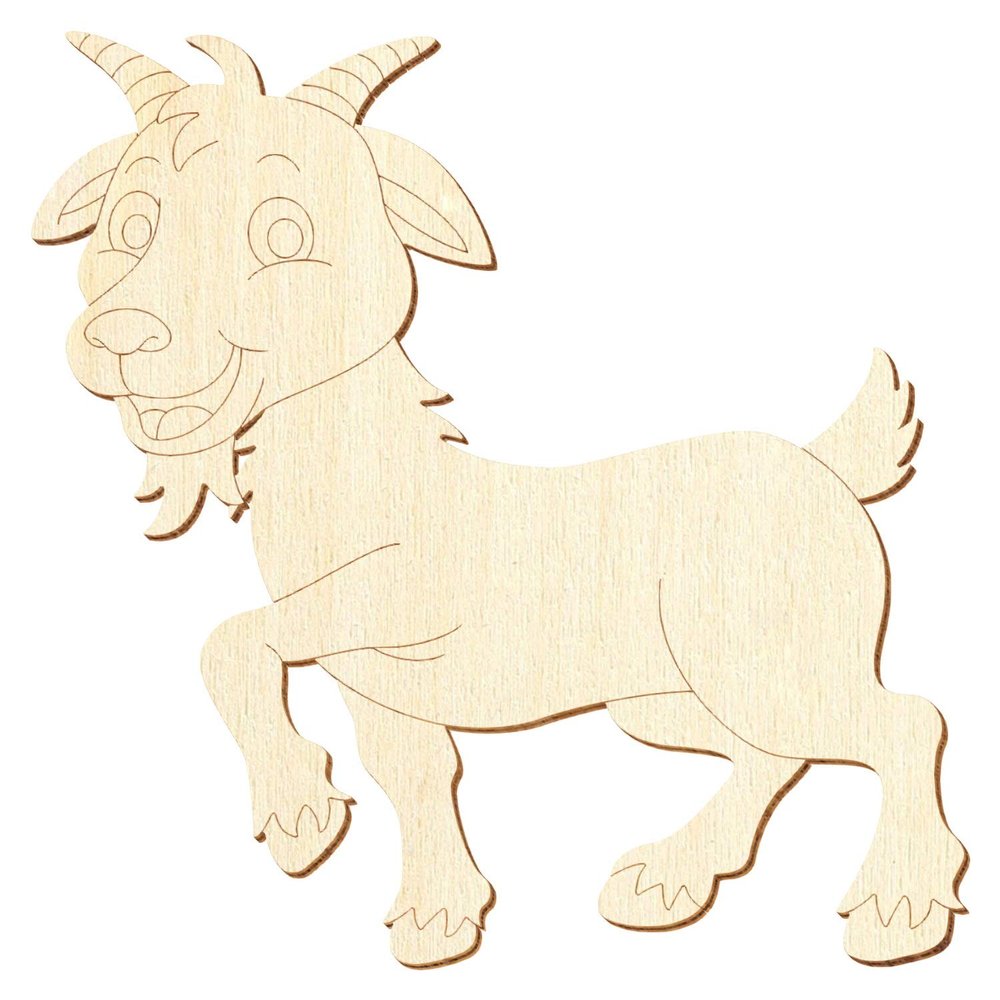 Wooden Goat V2 - DIY Décor, 5-50 cm, 1 Piece, 47 cm Wide