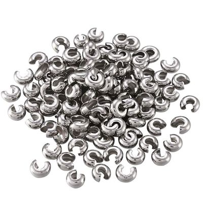 400 304 Stainless Steel Hypoallergenic Crimp Bead Knot Covers, 4 mm, SJF9-4
