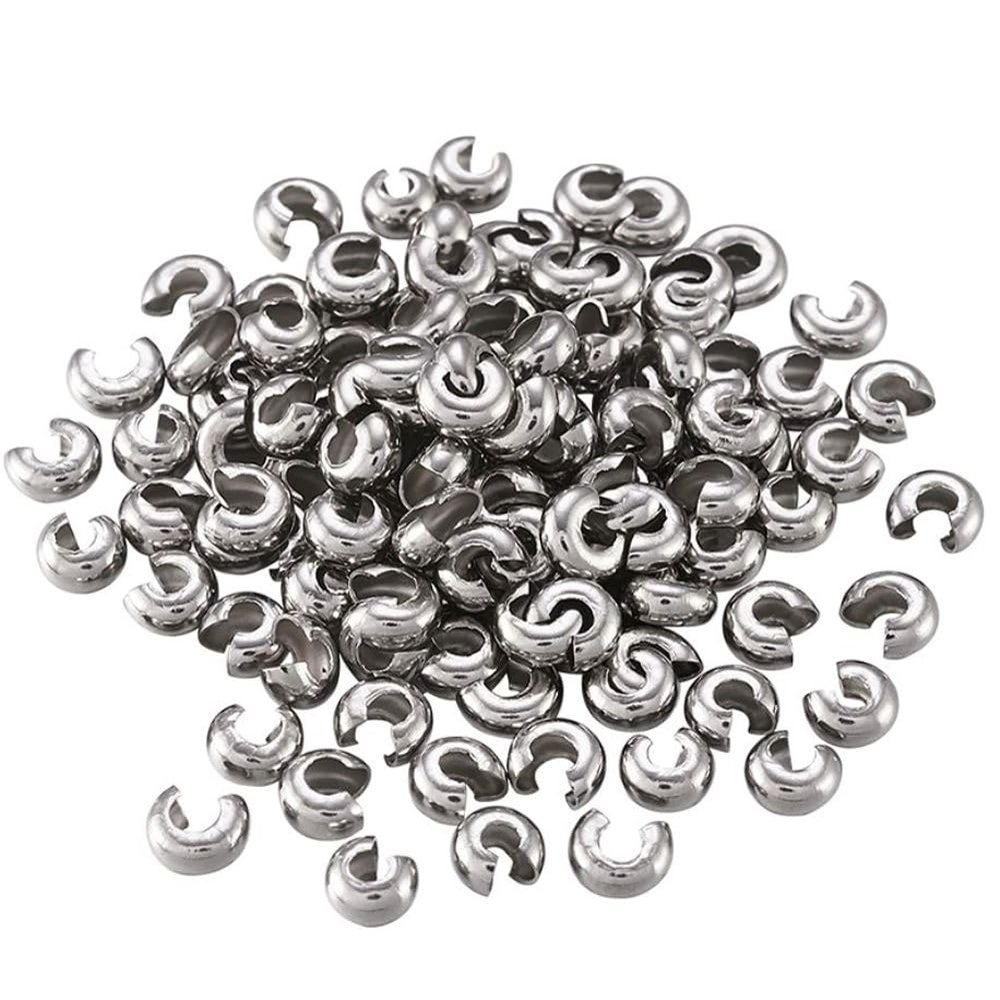 400 304 Stainless Steel Hypoallergenic Crimp Bead Knot Covers, 4 mm, SJF9-4