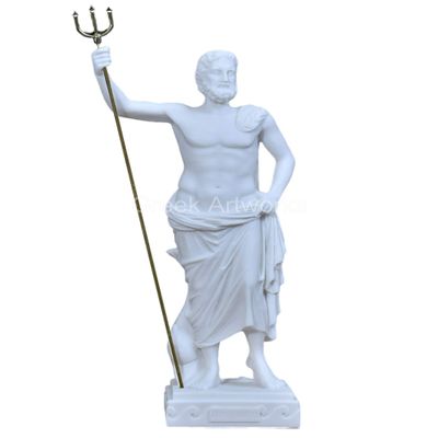 Poseidon of Melos Ancient Greek/Roman Statue, Athens Museum, Cast Marble