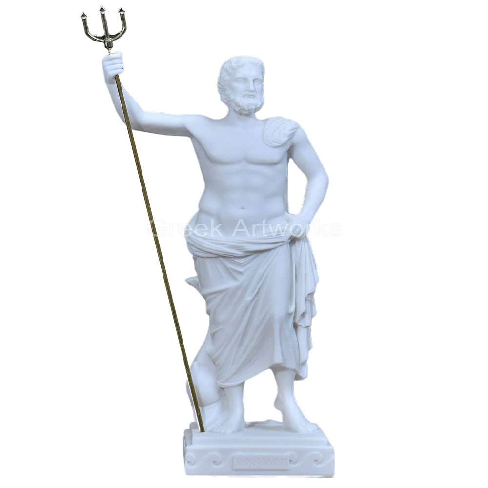 Poseidon of Melos Ancient Greek/Roman Statue, Athens Museum, Cast Marble