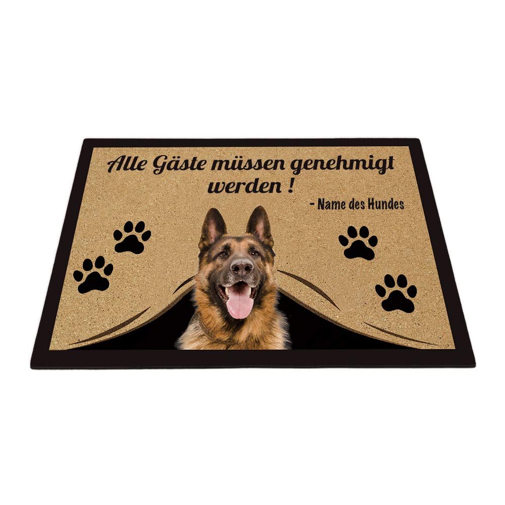 BAGEYOU Personalized German Shepherd Doormat, All Guests Must Be Approved, 60 x 40 cm