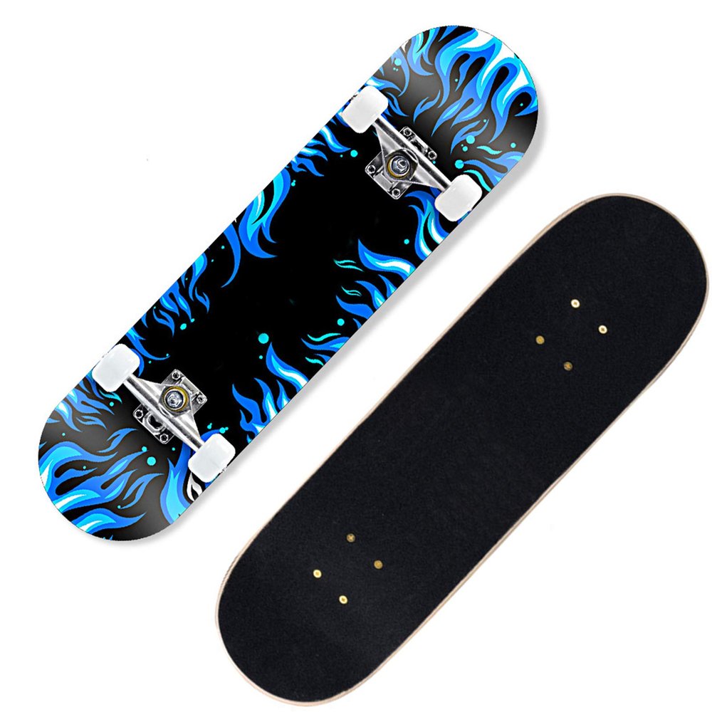 DFWYG 31-Inch Complete Skateboard, 9-Ply Canadian Maple, Double Kick, Blue