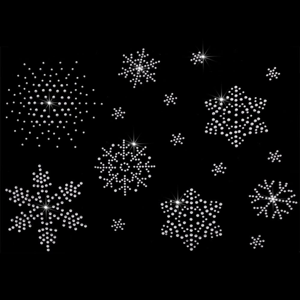 FINGERINSPIRE 2-Pc. Snowflake Rhinestone Iron-On Transfers, 16 Snowflakes