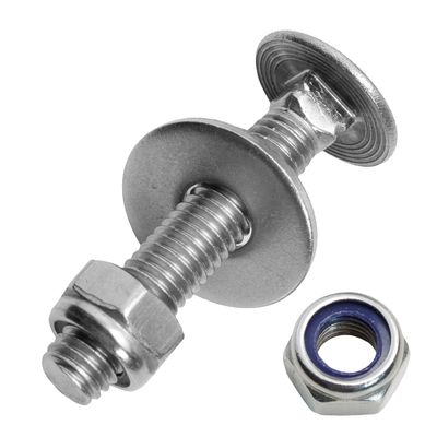 MESAROS M12 x 70 mm Carriage Bolts with Lock Nuts and Large Washers, A2 Stainless Steel, 10-Pack