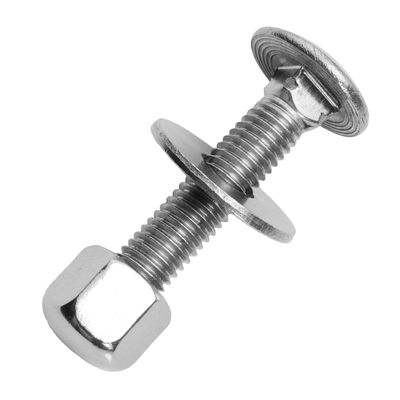 M5x80/80 mm Stainless Steel A2 Carriage Bolts with Low Cap Nuts and Large Washers, 100-Piece Set