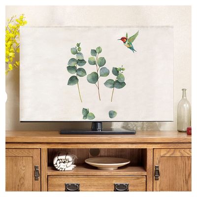 NAKAN 19"–65" Universal TV Protective Cover, Dustproof Green Leaf Pattern, Cotton-Linen Fabric, 45 in, Color 4