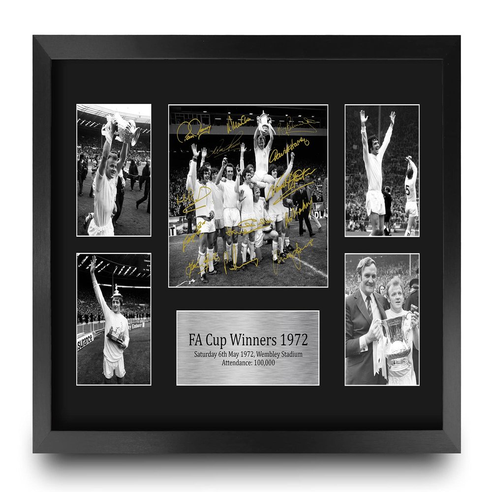HWC Trading FR A3 Leeds United 1972 FA Cup Winners Autograph Display for Football Fans, Framed