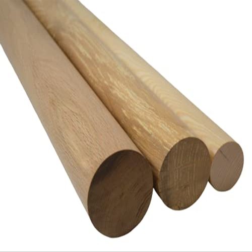 HILCAR Solid Wood Round Dowel, 80 mm, Ash, 1 m